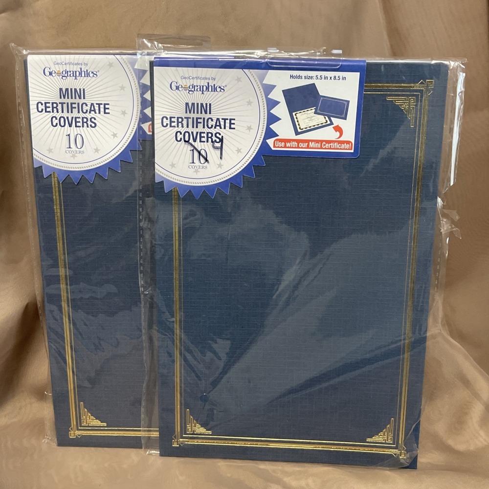 Geographics® Linen Mini Certificate Award Covers Navy 14 NEW 48761